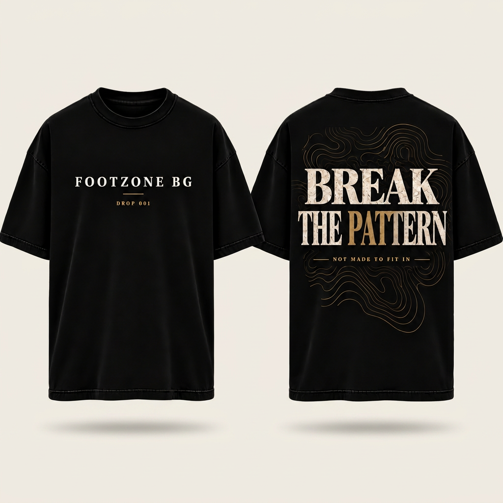 BREAK THE PATTERN — Черна тениска, отпред